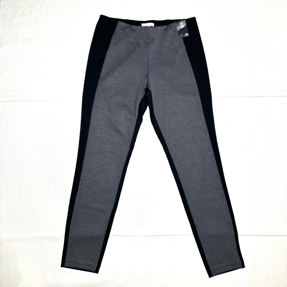 New York & Company Two-Tone Color Block Leggings Gray Black Ponte Size M NWT